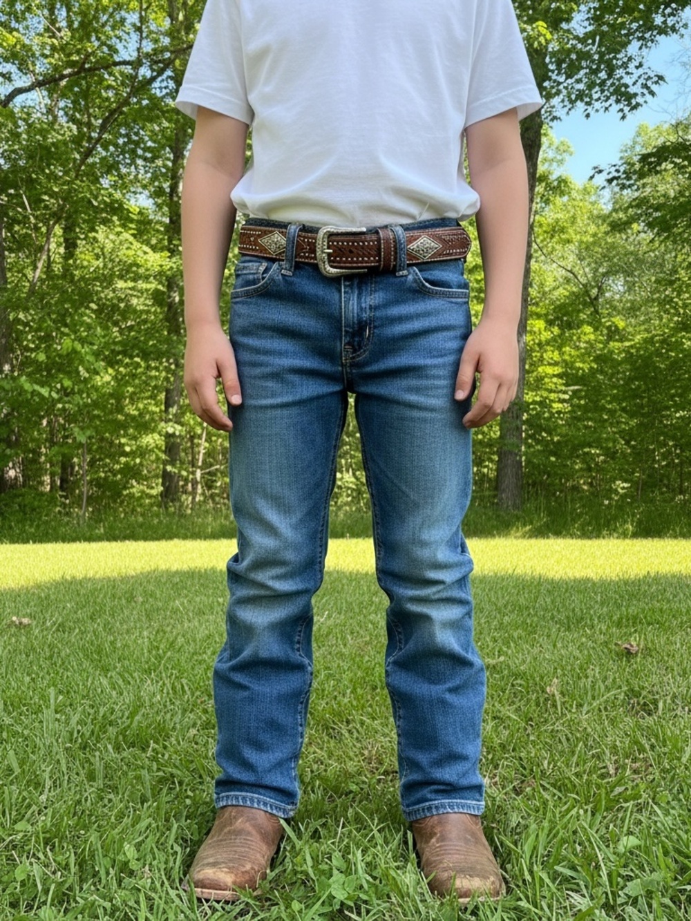 Kids Ariat Brown Studded Basket Weave Belt